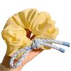 Rosa und blaue Gitterknoten-Streamer-Haarreif für große Köpfe, Damen, flauschiges Wolken-Haarband, Stirnband, Kugel-Haargummi, Haarschmuck