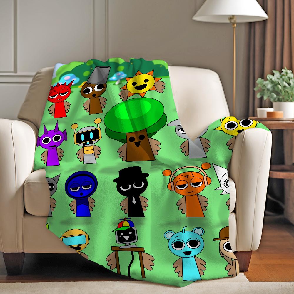 Cartoon Sprunki Game Blanket Warm Soft Suitable For Bedroom Sofa Bed Living Room Office Travel Camping Gifts