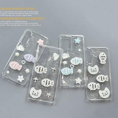 Japanese and Korean Style for Samsung S25ultra Phone Case, Cat Fish S24plus 3D Star A55 Glitter 23