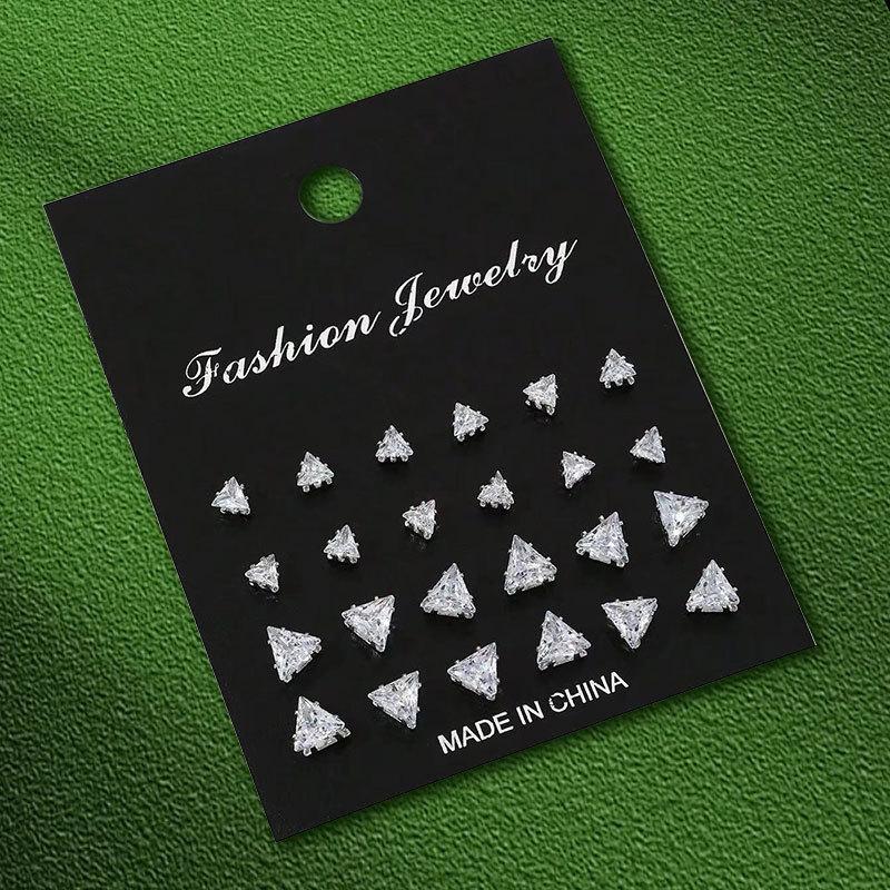 12 Pairs of Zircon Pearl Stud Earrings Set Simple and Versatile Earrings