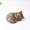 Resin Filled Natural Crystal Sleeping Cat Decor With Gift Box For Home Office Display