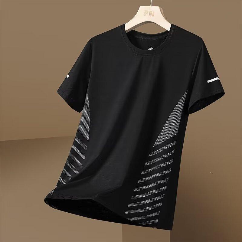 Ice Silk Running Quick-Drying Short-Sleeved Summer Mesh Fitness Sports Leisure Direct Sales Thin Loose Men'S Top