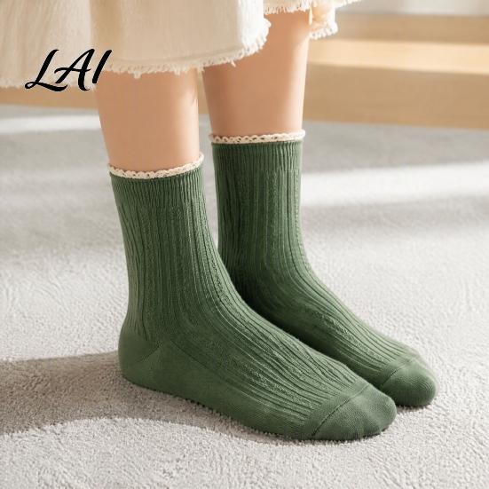 Forest Style Hollow Lace Socks Ruffle Crew for Women Cotton Frilly Socks Soft Breathable Comfortable Daily Wear Hosiery Casual Ankles And