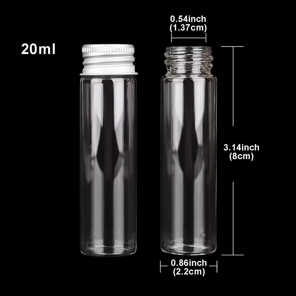5ml/10ml/15ml/l/20ml/Glass Bottles with Aluminium Lids Small Mini Glass Jars Small Glass Bottles with