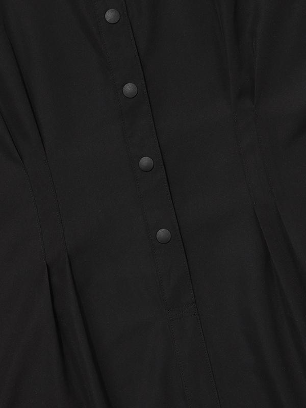 BBC EARTH W Knit Collar Point Woven Dress_Black