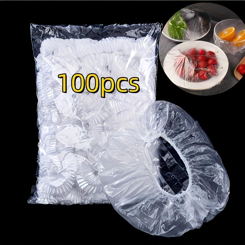 100Pcs Disposable Food Covers Plastic Fresh Keeping Bags Elastic Food Storage Covers For Fruit Plate
