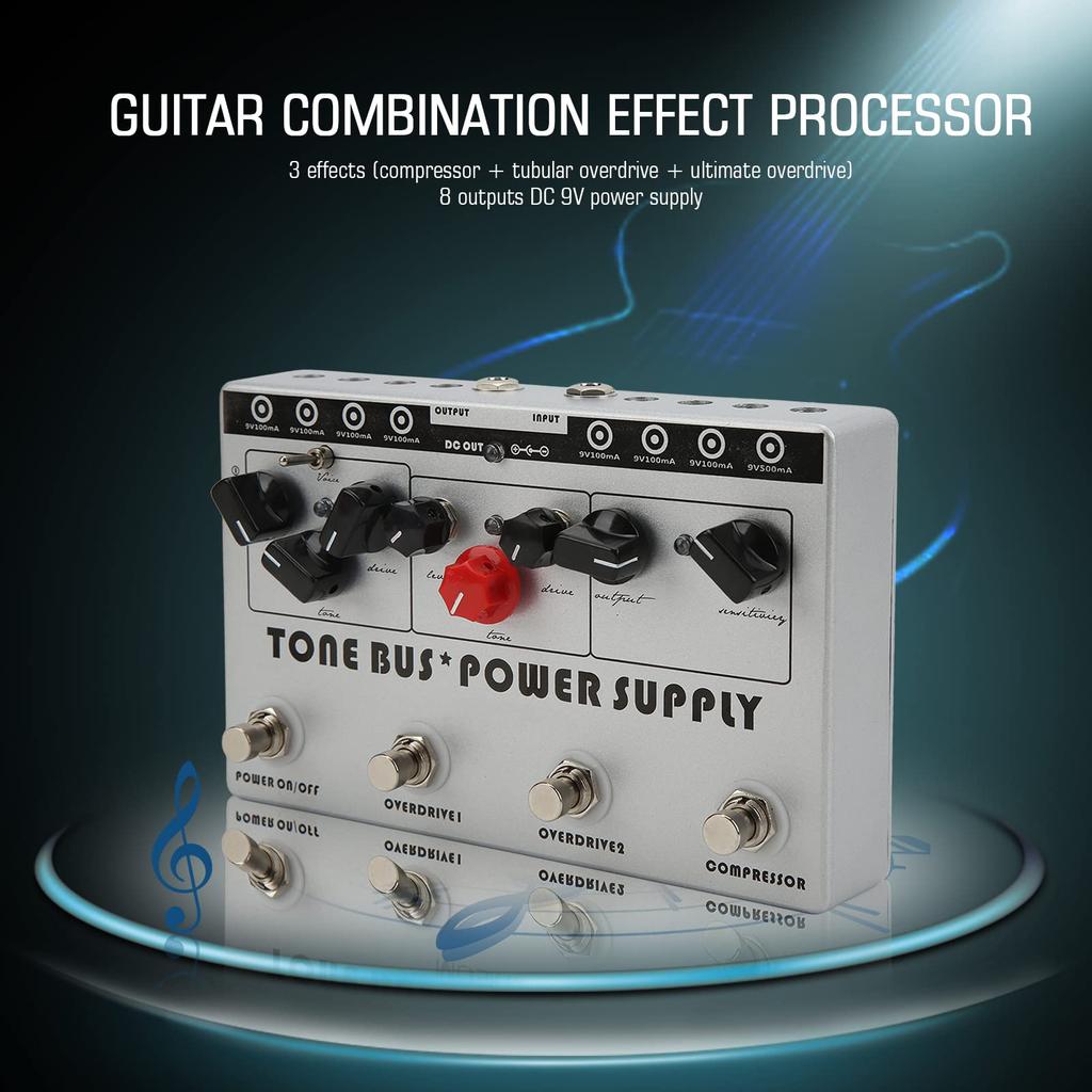 Guitar Multi-Effects Pedal with 8 Outputs, Guitar Combination Effects, Overdrive, Low Peak Mode, DC 9V Compatible, for Guitarists