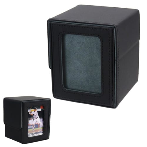 Deck Case with Window, Trading Card Storage, Magnetic Lid, Stain Prevention, Loader & Divider Set (Gray)