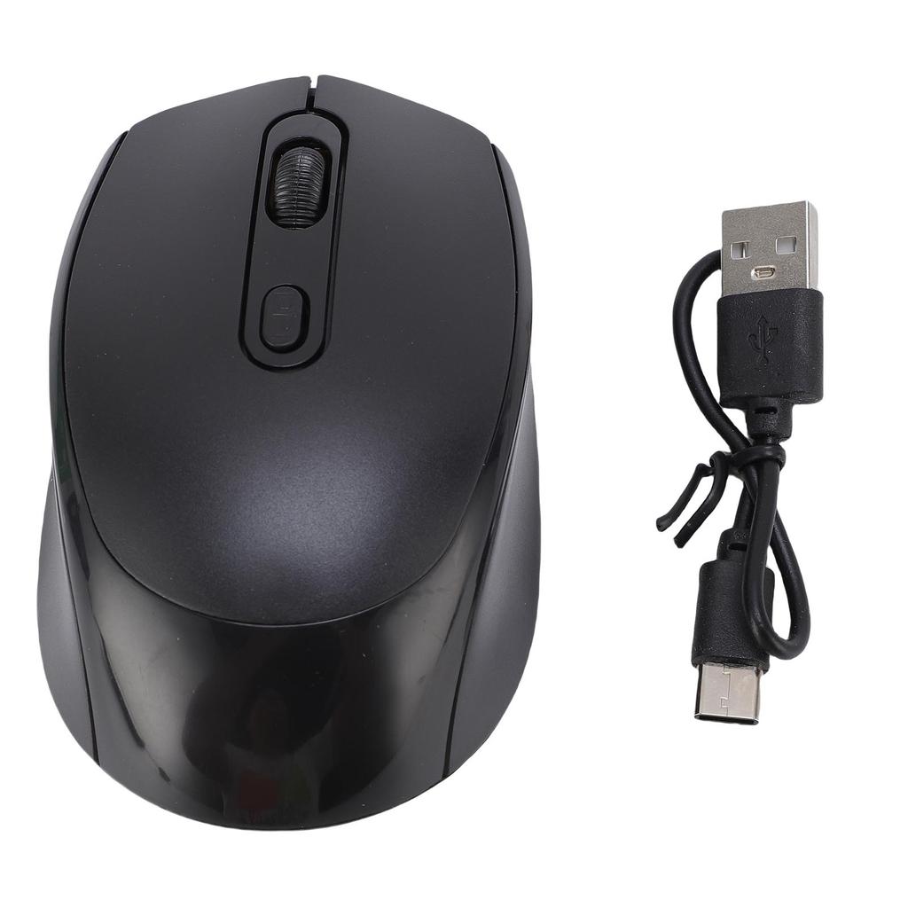 Wireless Mouse Rechargeable Silent 2 Modes for Gaming 800 1200 1600DPI Adjustable Macaron Color Black