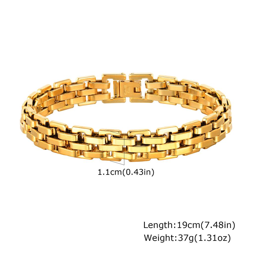 Stylish Strap Chain Bracelets for Men Boys,Waterproof Stainless Steel Thick Chain Wristband,Father's Day Husband Dad Gift