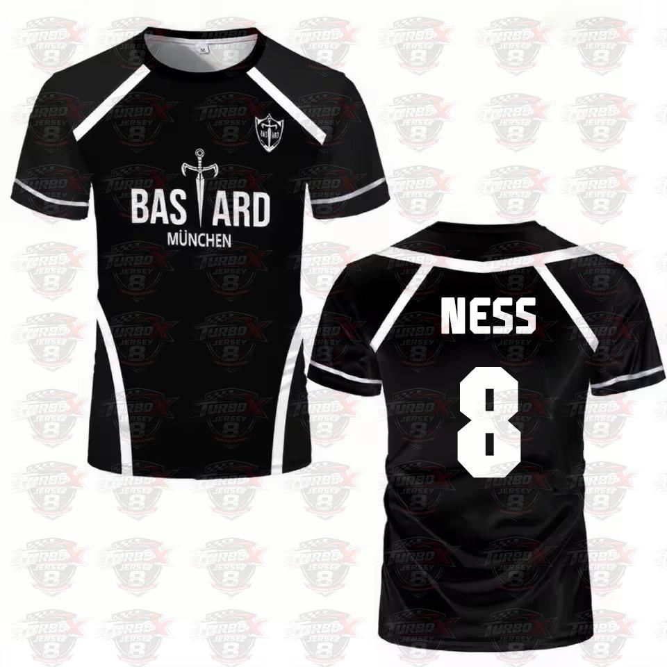 Blue Lock Anime Shirt Schwarz und Weiß Trikot Herren Fußball T-Shirt Kaiser Isagi Training Atmungsaktiv Sport Herren T-Shirt