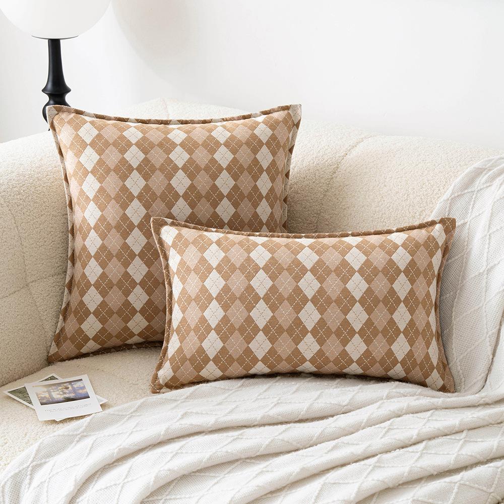 Geometric Plaid Simple Pillow Ins Style Home Sofa Bedside Decoration Cushion Cover Office Sitting Waist Protection Pillow