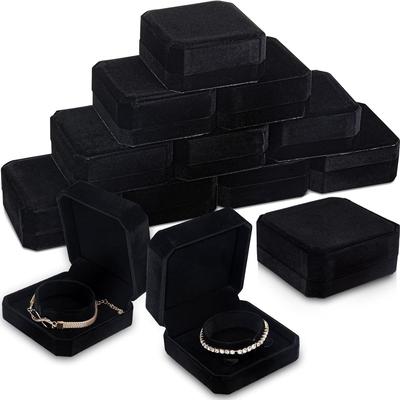 1 Piece Velvet Bracelet Box, Black Bracelet Gift Box, Jewellery Gift Storage Organizer for Wedding Engagement Birthday Anniversary Jewellery Display