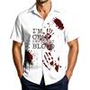 Men's Casual Short Sleeve Halloween Print Button Down Shirt