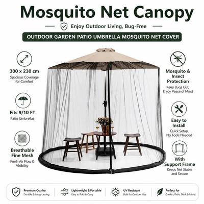 Fine Mesh Patio Umbrella Mosquito Netting 9/10 FT Mosquito Net Cover  Travel Tent