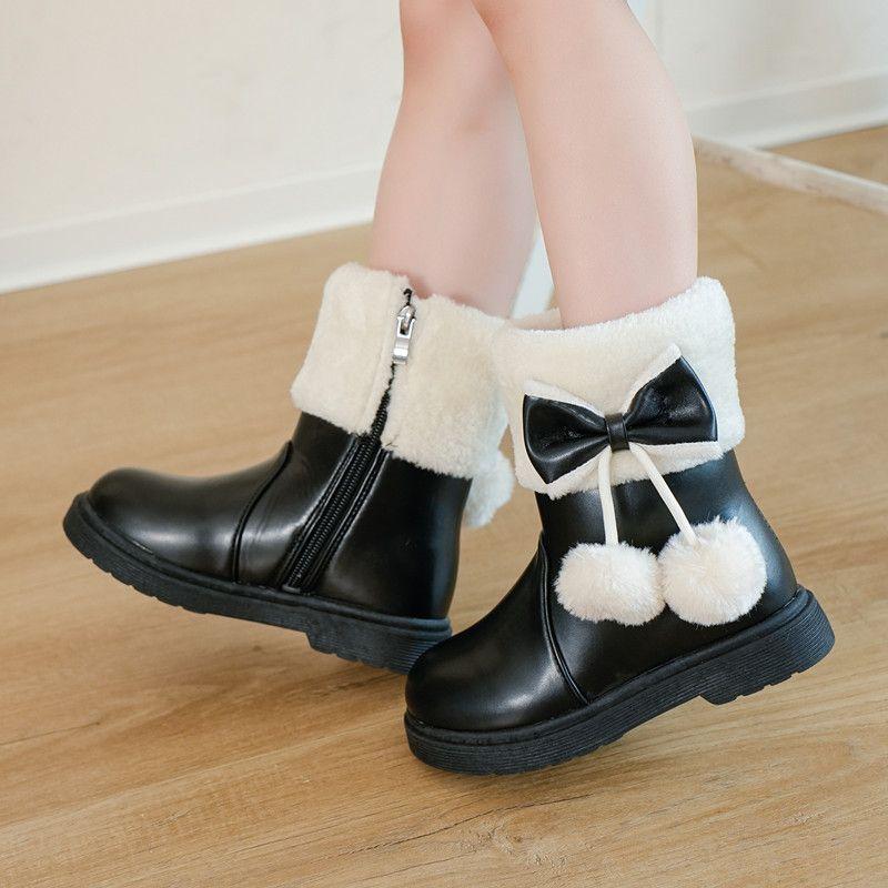 

Детские зимние сапоги, зимние флисовые кожаные ботильоны для девочек-принцесс 35