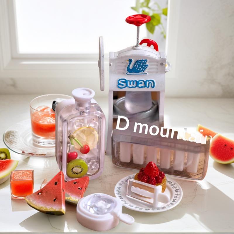 Unique 1/6 Dollhouse Miniature Accessory Set: Mini Handle Popsicle & Ice Box Food Play Toys