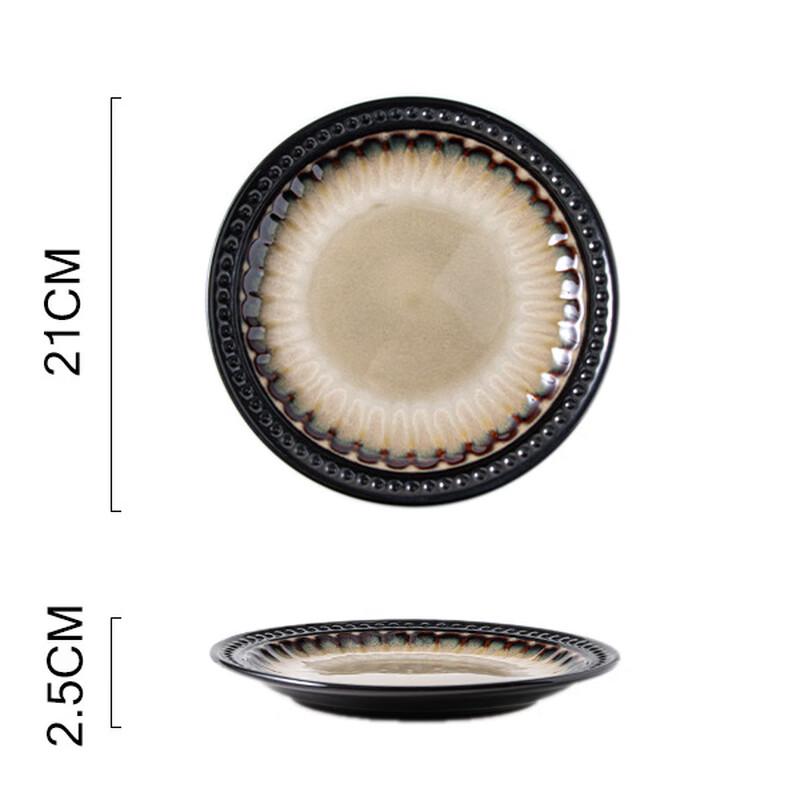 Zhishi American Retro Embossed Celadon Dinner Plates, 8-inch, Set of 2