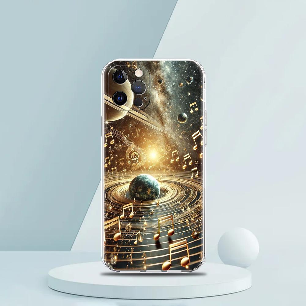 

Мягкий прозрачный чехол-бампер из ТПУ для iPhone 16 15 14 13 12 11 Pro Max XR 8 7 Plus Ударопрочный корпус Мультяшный узор Планета for iPhone 16