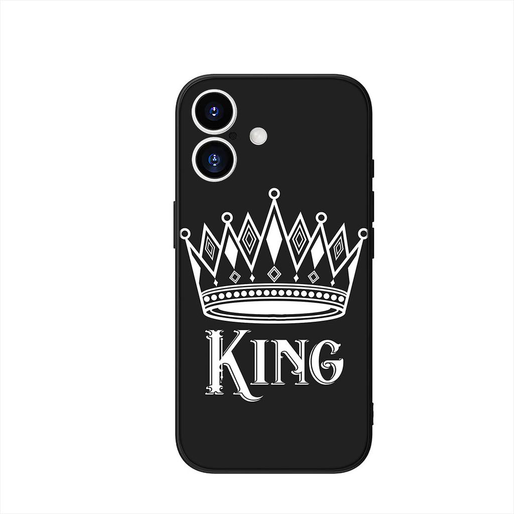 Cartoon König Königin Paar Liebhaber Handyhülle Case für Apple iPhone 16 15 14 Plus 13 12 Mini 17 Pro Max + 16E Air 16+ ProMax