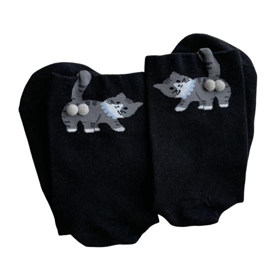 Cute Cat Socks with Balls 3D Novelty Soft Cotton Crew Socks Funny Animal Socks for Women Cats Lovers