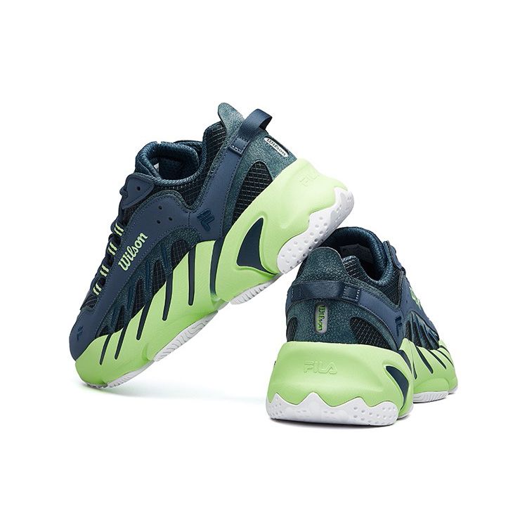 Wilson X Fila Ade Retro Fabric Synthetic Leather Low Top Running Shoes Men Sneakers Blue Green F12M031133FRP