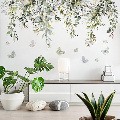 Fjärilsdans Blomma Väggdekor Nordisk Små Färskt Grönt Lövtak Klistermärke Vardagsrum Soffa Sovrumsdekoration Väggdekor