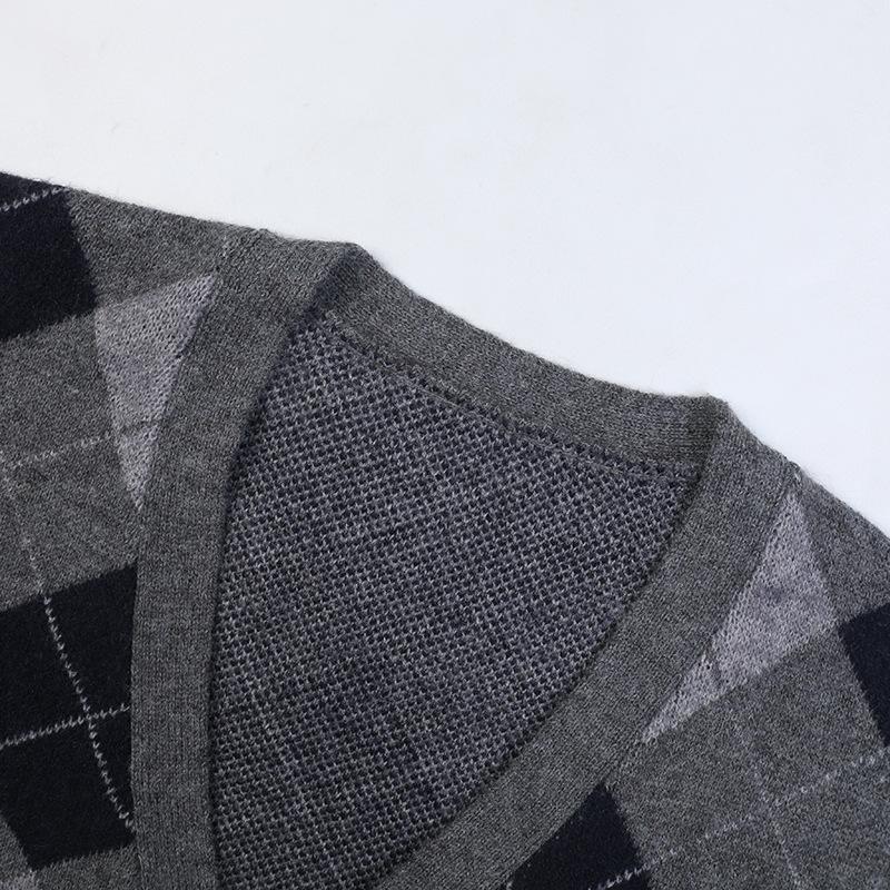 Vintage kostkovaný svetr Cardigany Dámské Oblečení 2023 Podzim Zima Single Breast Dlouhý rukáv Korejské módní topy Pull Femme C-064