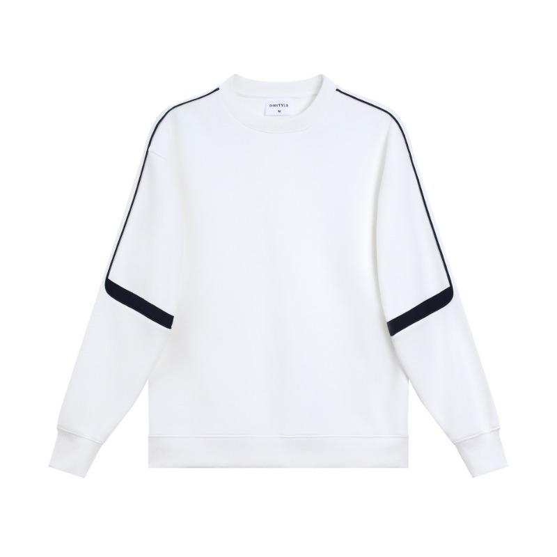 Spring and Autumn Hot Trendy Cotton Spliced Sleeve Round Neck Sweater Men's American Trendy Brand Casual Pullover