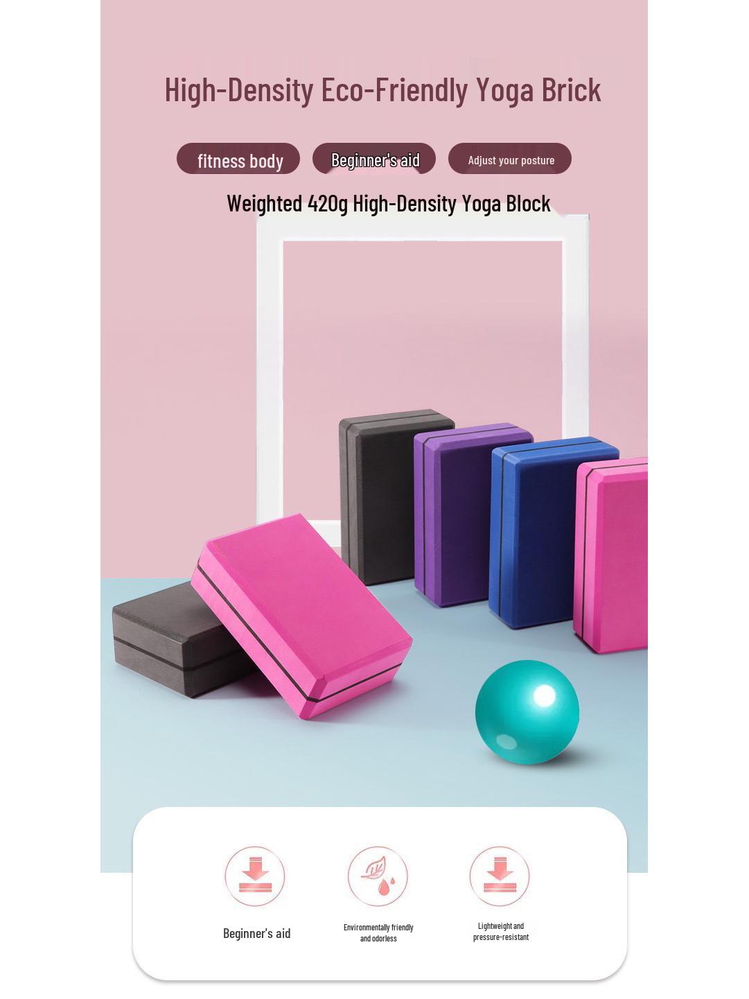 Weighted Yoga Brick with Minor Flaws for Women & Kids  Practice: High-Density Block for Yoga, Dance & Leg Stretching Black 2 Blocks (210g)