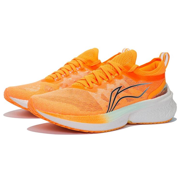 New LINING Feidian Discovery Running Shoes Men Low Top Fluorescent Sweet Orange ARMS007-6