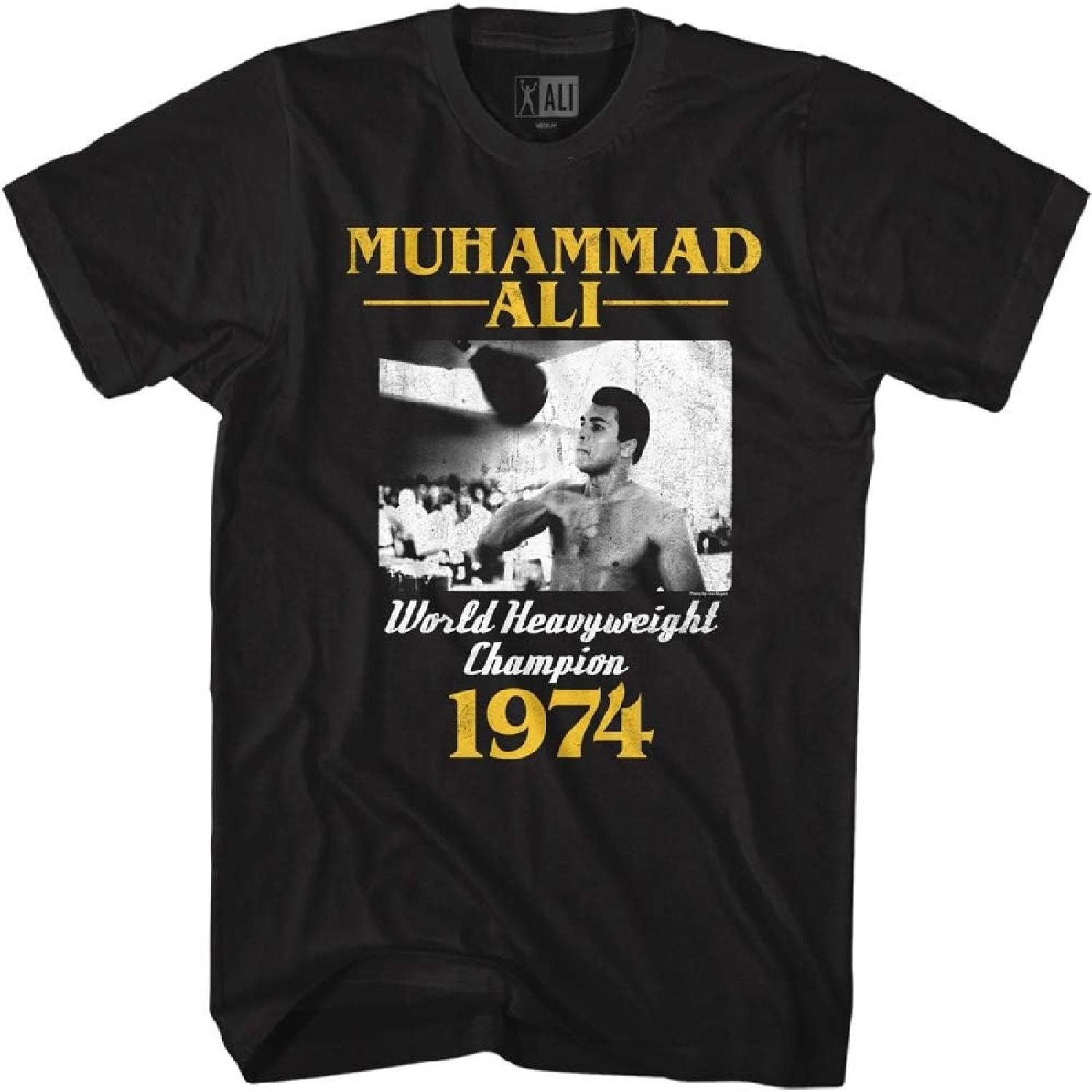 Мухаммед Али Боксер Чемпион мира в тяжелом весе 1974 года Взрослая футболка с коротким рукавом Графическая футболка S
