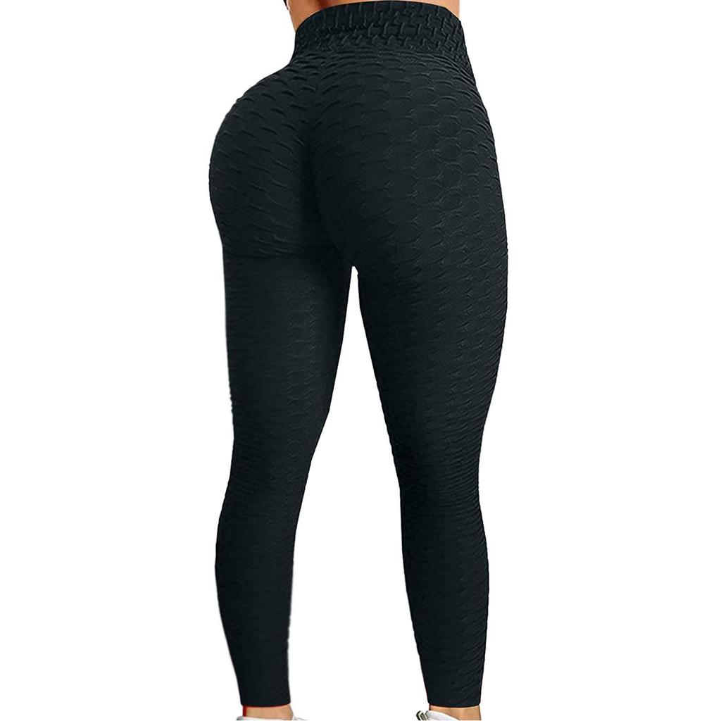 Europäische Schnelltrocknende Karierte Fitness-Yogahose, Po-Hebendes Blasen-Design, Damen Mehrfarbige Lange Freizeithose