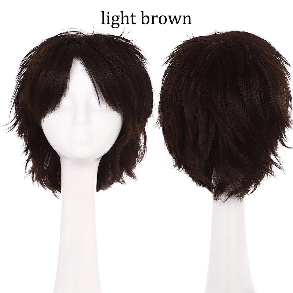 S-noilite Synthetic Short Wig Blue Brown Black Women Men Cosplay Costume Party Head Wigs Hair