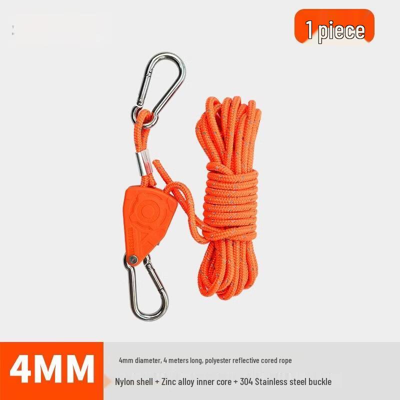 OEING Reflective Camping Rope with Pulley Adjuster