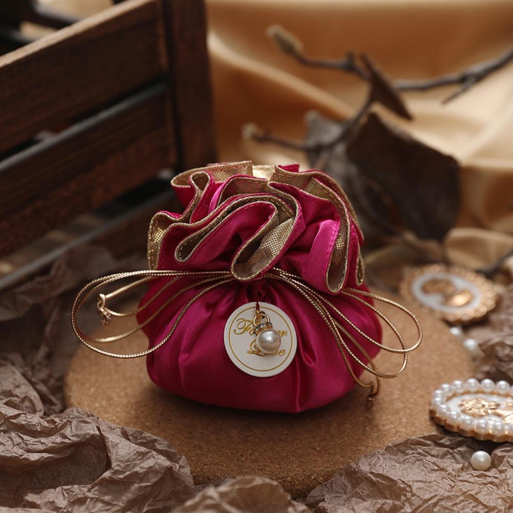 4Pcs Portable Candy Packaging Bags Exquisite Velvet Storage Bag Reusable Drawstring Bag  Party Decor
