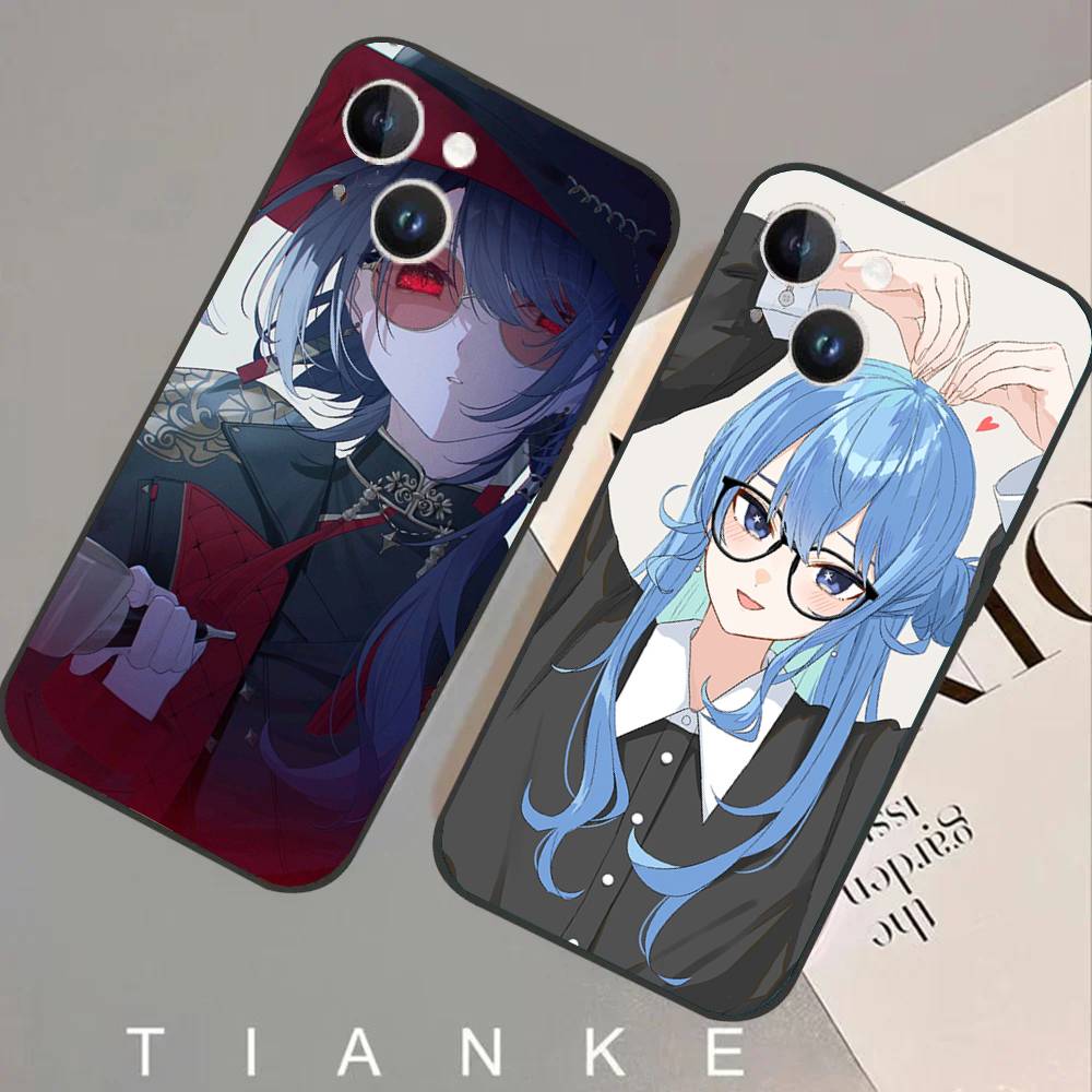 Suichan Hoshimachi Suisei Animation H-Hololive Phone Case For IPhone 17 Air 16 15 14 13 Pro Max 11 12 Black Silicone Cover