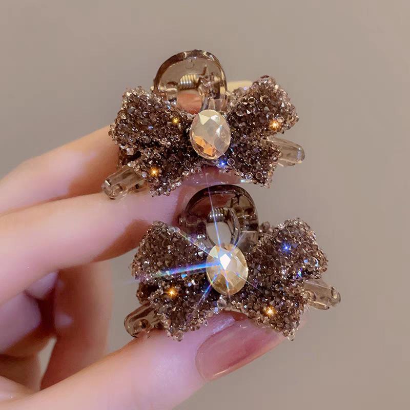 Diamond Studded Bow Small Hair Clip New Feminine Temperament Bangs Side Broken Hair Clip Fashion Small and Exquisite Grip Clips