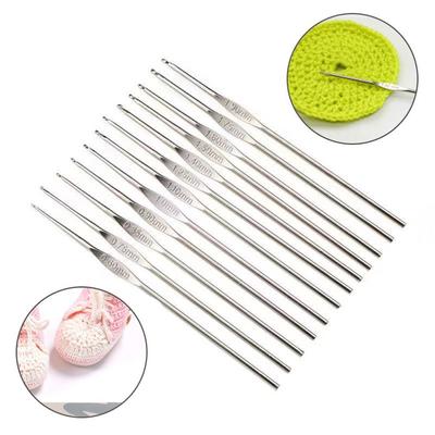 Neues 12-teiliges Set Häkelnadeln Edelstahl Stricknadeln DIY Handgemachtes Handwerk Garn Weben Pullover Stricknadeln Nadeln Werkzeuge