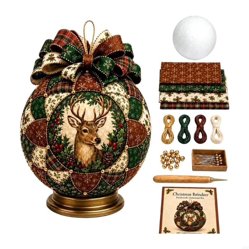 Fabric Christmas Ornament Craft Set, 1 Set for Patchwork Making without Needle and Thread, with Ribbon and Hanging Loop