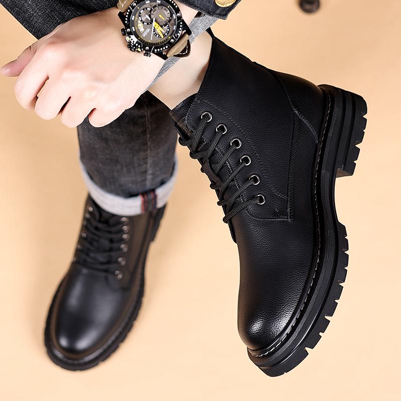 2025 new high-top thick-soled men's boots British style trend Martin boots men's warm and velvet tooling boots 2025