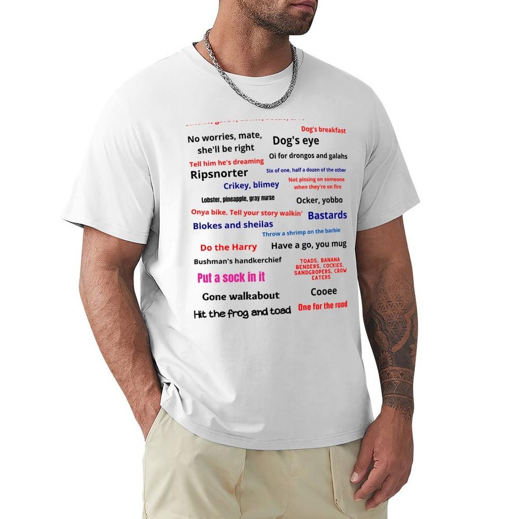 21 Phrases To Help You Talk Like an Aussie T-Shirt Anime Tshirt Vintage Clothes Mens Workout Shirts