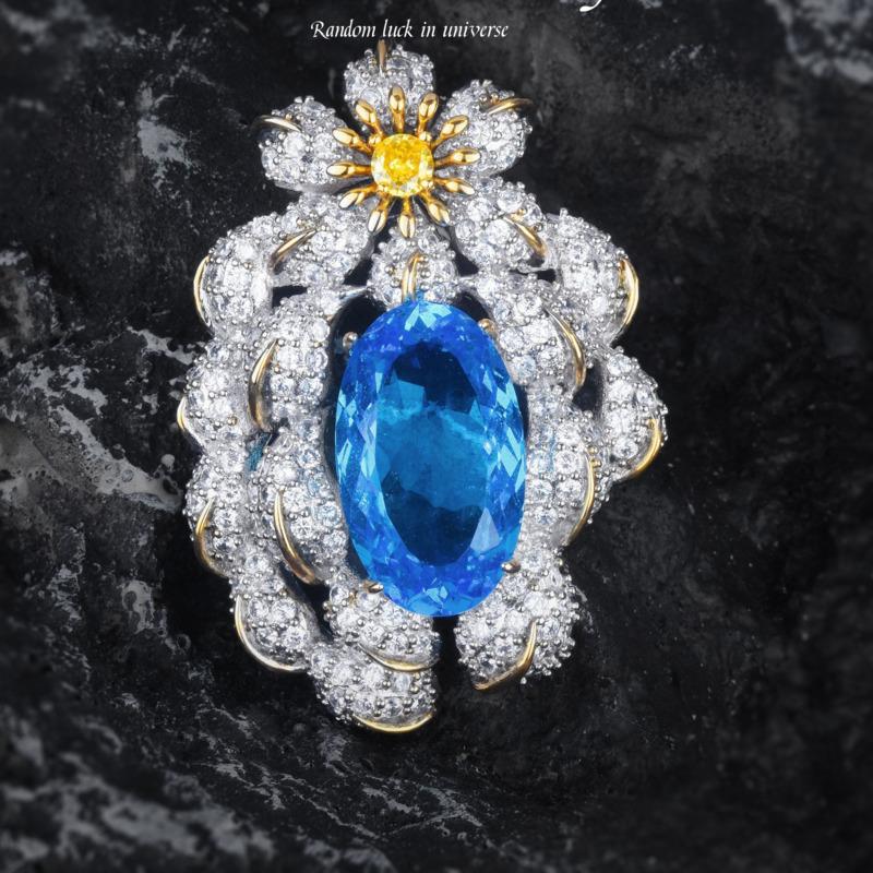 

BELLA BOX Итальянская большая брошь-подвеска цвета голубиной крови, двойное назначение, ожерелье цвета сокровища «морское синее», цвет «бабушкино-зеленое бриллиантовое сокровище» No.2 синий