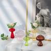 5Pcs Glass Mushroom Flower Vase Cute Colored Glass Vase Unique Bud Small Vase Flowers, Aesthetic Decorative Vases for Home Decor