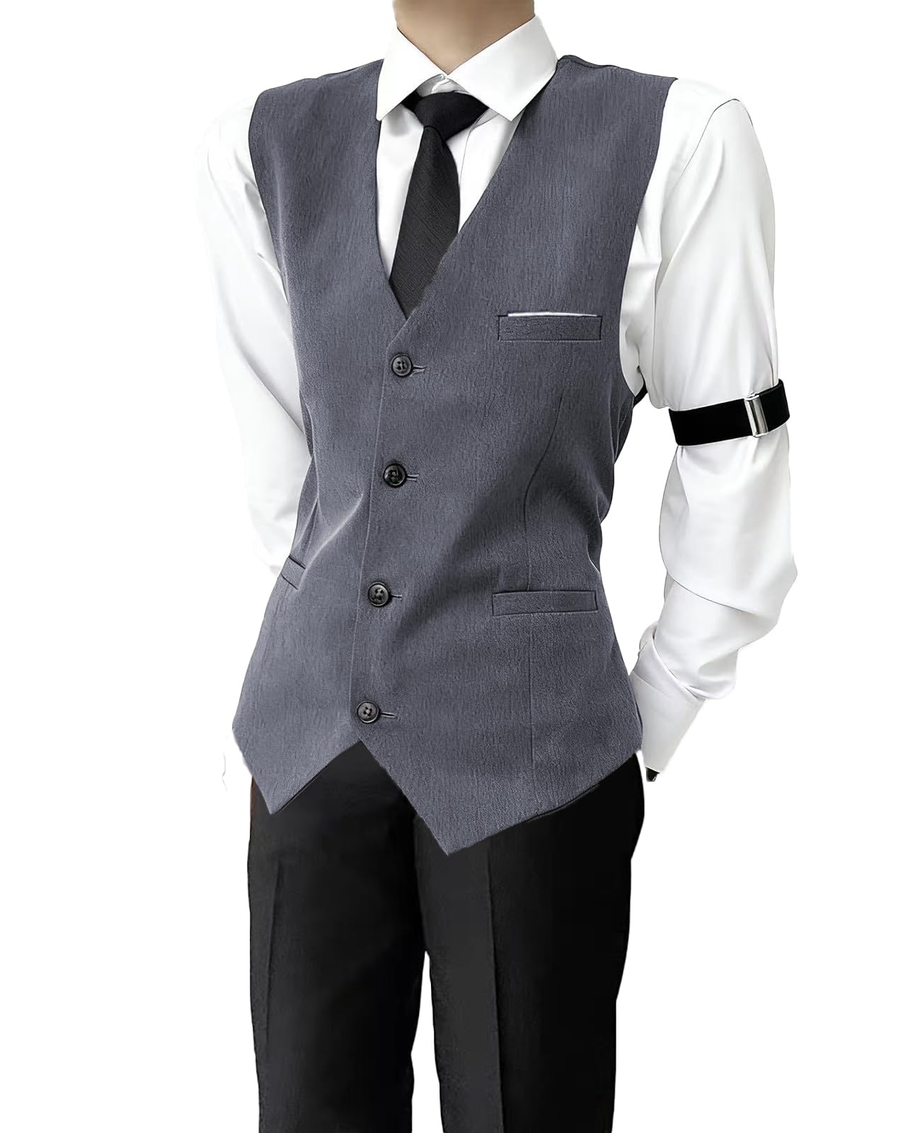 

[KALAOK] Butler Cosplay Costume, Uniform, Fancy Dress, Everyday Wear, Cosplay Costume, Young Master, Photoshoot, Stage Costume, Black Grey, Size L