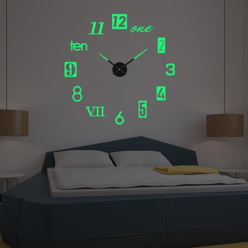 Luminous Large Acrylic Wall Clock Creative Art Clock DIY Silent Wall Sticker Three-dimensional Clock