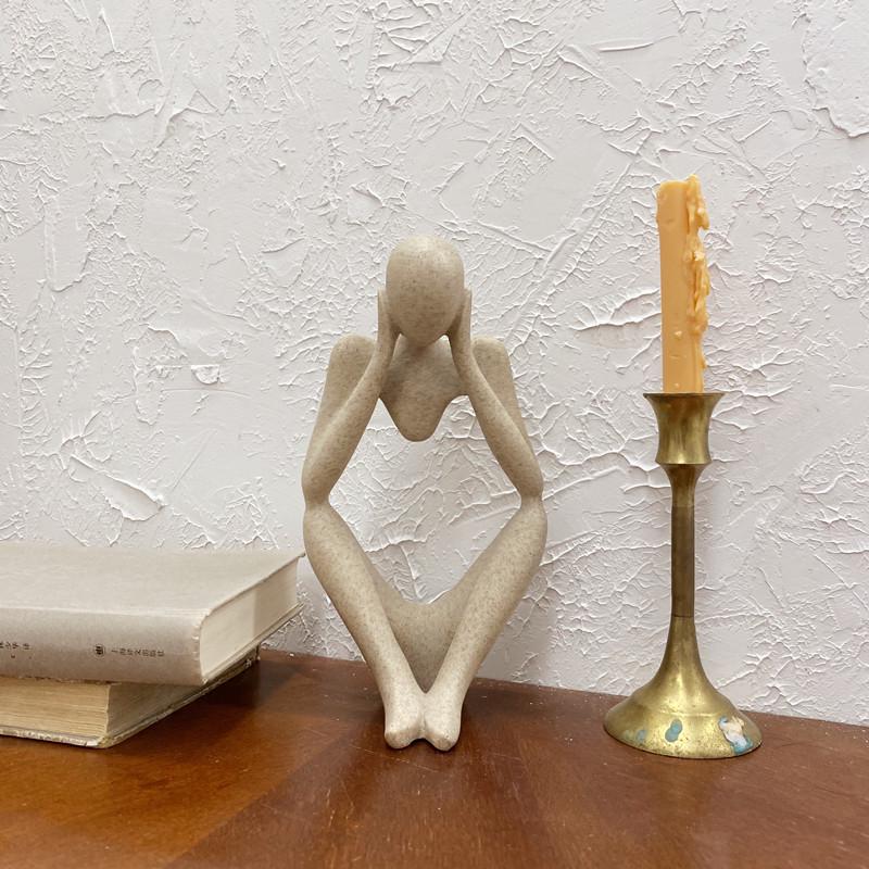 Korean Style Abstract Thinker Resin Figure Ornament for Home Décor and Photography Props