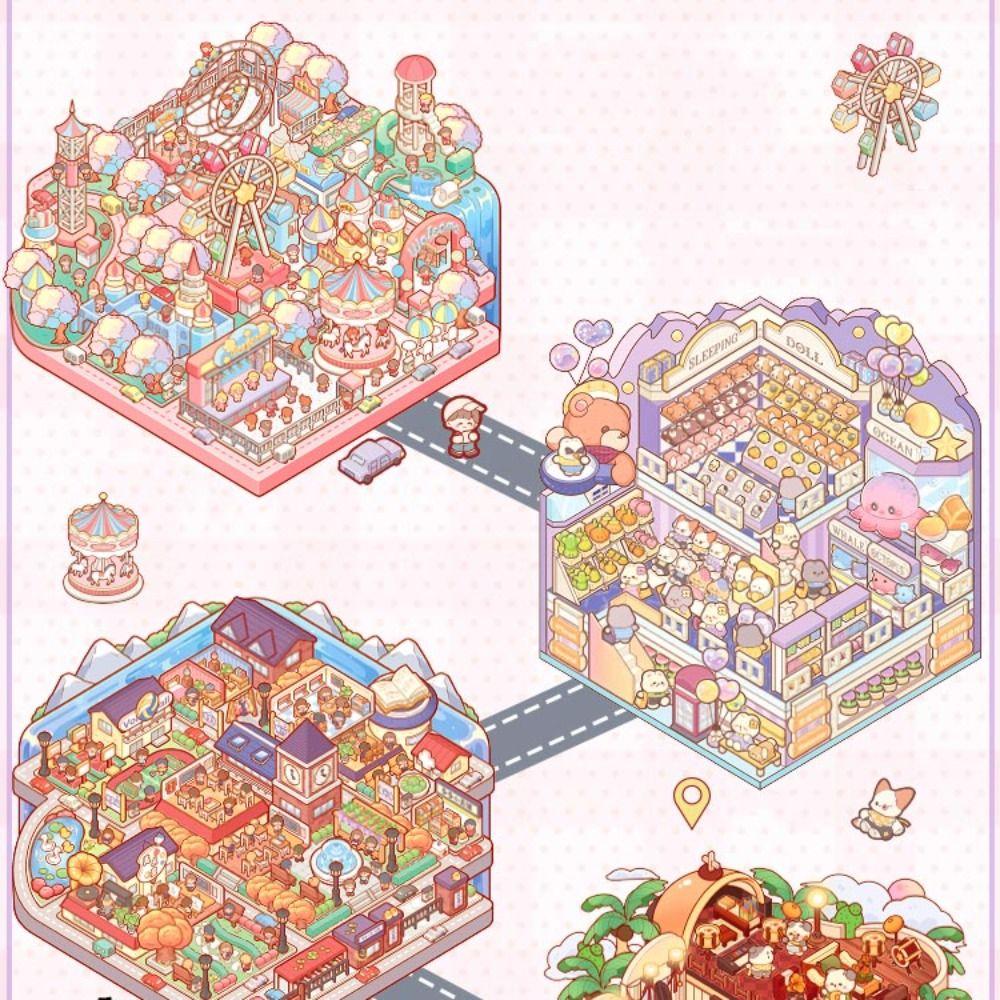 Visual Stacking Miniature Scene Collection PET Tent Sticker Decoration Landscape Sticker Book Kids