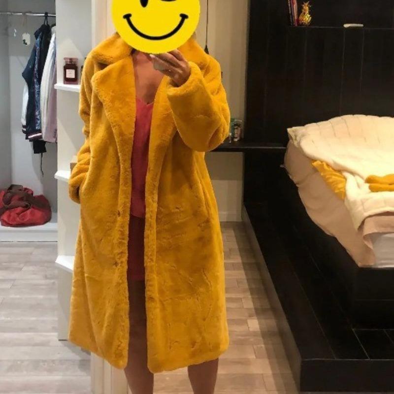 Neuer Wintermantel aus Kaninchenfellimitat für Damen, verlängerter Gürtel, Jacke aus Fellimitat, verdickte warme Plüschjacke