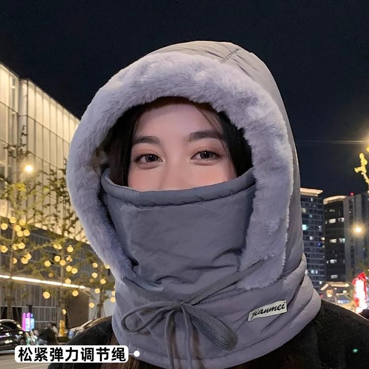 Winter velvet to keep warm children big head circumference skiing cycling windproof snow mask scarf integrated hat ear protector